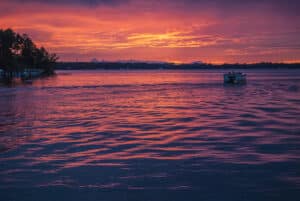 photo of a beautiful sunset cruise over Lake Okoboji